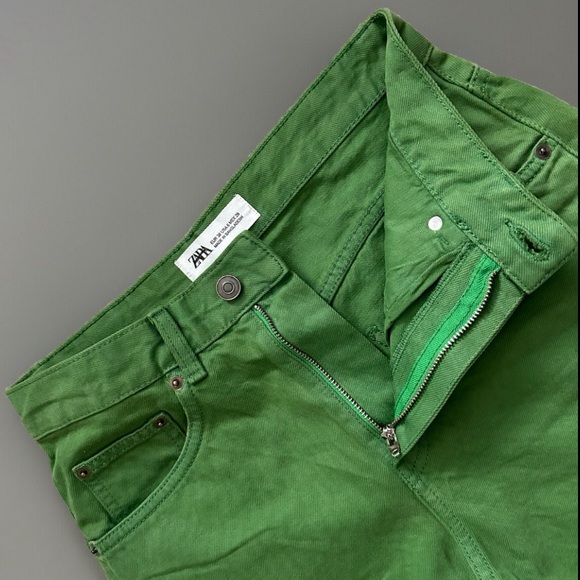 NWOT- Zara denim green shorts - Picture 4 of 6